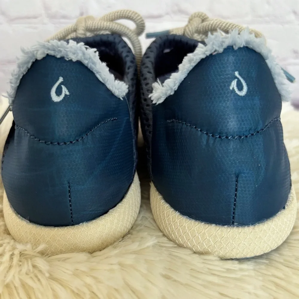 OLUKAI Mahiki Navy Sherpa-Trimmed Slipper Sneaker--7 - Picture 8 of 15